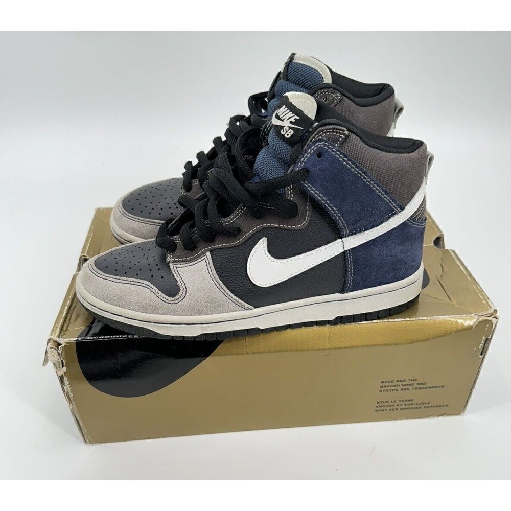 2008 Nike Dunk High Pro SB UN-Futura Anthracite Grey White Blue Size 6